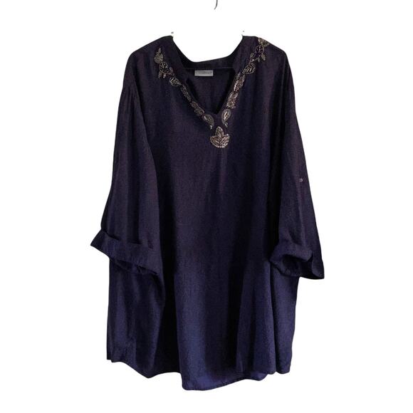 LIZ & Me CATHERINES Royal Purple Blouse with V Neck Design - Picture 1 of 7